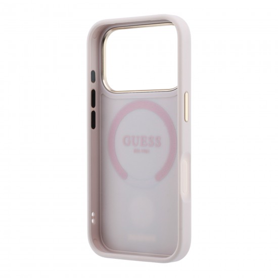 2630 GUESS HC MAGSAFE 4G W/ IP18 PRO MAX PINK PU STRIPE ROUND AND CLASSIC LOGOS 