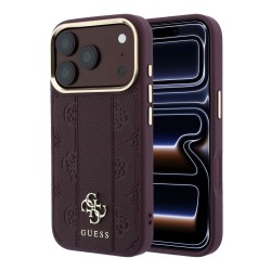 3156 GUESS HC MAGSAFE PU IP18 PRO MAX BURGUNDY  STRIPE HS PEONY 4G LOGO 