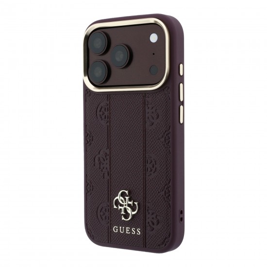 3149 GUESS HC MAGSAFE PU IP18 PRO BURGUNDY  STRIPE HS PEONY 4G LOGO 