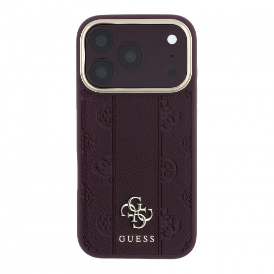 3149 GUESS HC MAGSAFE PU IP18 PRO BURGUNDY  STRIPE HS PEONY 4G LOGO 