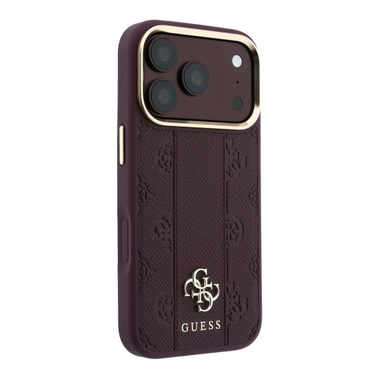 3149 GUESS HC MAGSAFE PU IP18 PRO BURGUNDY  STRIPE HS PEONY 4G LOGO 
