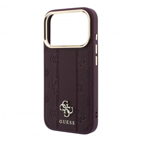 3149 GUESS HC MAGSAFE PU IP18 PRO BURGUNDY  STRIPE HS PEONY 4G LOGO 