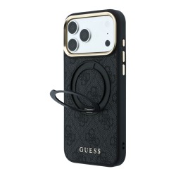 4672 GUESS HC MAGSAFE RING STAND IP18 PRO MAX BLACK  360 4G PU CLASSIC LOGO