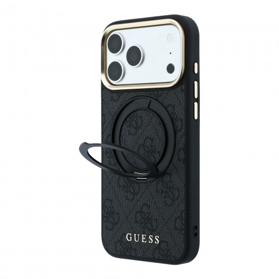 4672 GUESS HC MAGSAFE RING STAND IP18 PRO MAX BLACK  360 4G PU CLASSIC LOGO