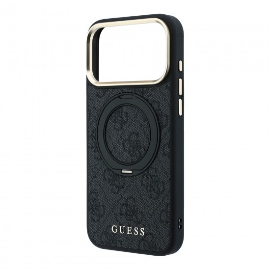 4672 GUESS HC MAGSAFE RING STAND IP18 PRO MAX BLACK  360 4G PU CLASSIC LOGO