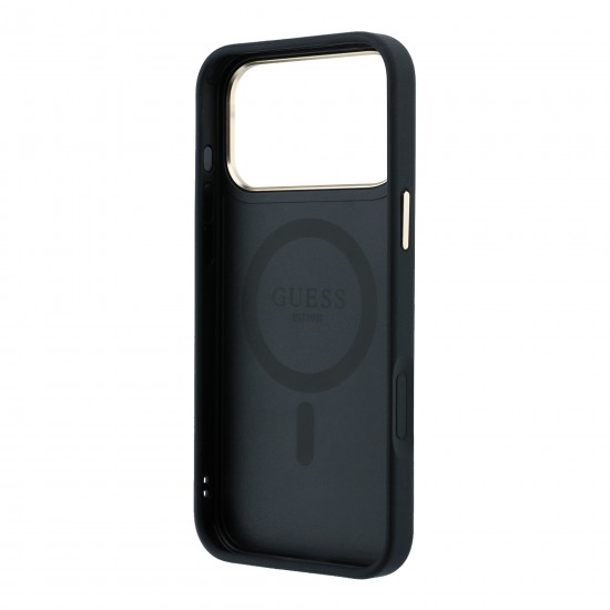 4672 GUESS HC MAGSAFE RING STAND IP18 PRO MAX BLACK  360 4G PU CLASSIC LOGO
