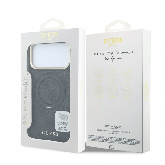 4672 GUESS HC MAGSAFE RING STAND IP18 PRO MAX BLACK  360 4G PU CLASSIC LOGO