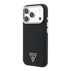 3477 GUESS HC MAGSAFE SW IP18 PRO MAX BLACK PU KEVLAR TRIANGLE LOGO
