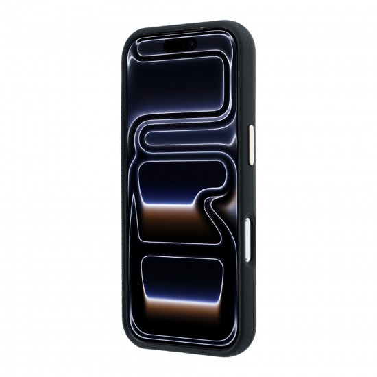 3477 GUESS HC MAGSAFE SW IP18 PRO MAX BLACK PU KEVLAR TRIANGLE LOGO