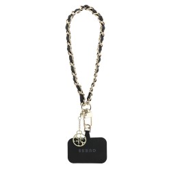 0653 GUESS HDSP PU SAFFIANO CHAIN STRAP W/ 4G CHARM BLACK