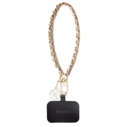 0660 GUESS HDSP PU SAFFIANO CHAIN STRAP W/ 4G CHARM PINK