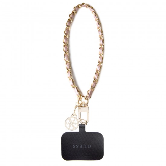 0660 GUESS HDSP PU SAFFIANO CHAIN STRAP W/ 4G CHARM PINK
