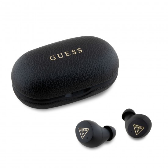 9082 GUESS TWS ENC PU GRAINED CLASSIC LOGO - BLACK