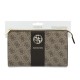 9594 GUESS PHONE POUCH 4G PU W/ROUND 4G & CLASSIC LOGOS STRIPE BROWN
