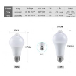 GY-020 7W PIR LED Интелигентна крушка със сензор за движение ВКЛ./ИЗКЛ. 220V 110V 
