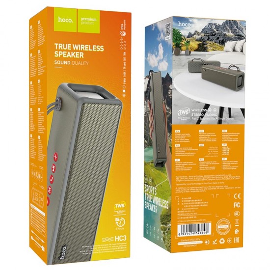 HOCO HC3 Bounce Bluetooth колонка 10W, TWS, USB, microSD, AUX – Сив