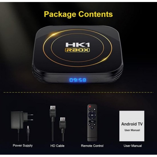 2024 HK1 RBOX H8S TV 4K HDR ULTRA HD android 13.0 TV Stick 4GB+32GB 2.4/5G Wifi 100M-LAN порт Netflix Youtube Media Player