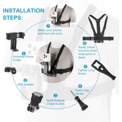 HL-26 Нагръден държач за телефон – Chest Mount Harness за POV заснемане с регулируеми презрамки