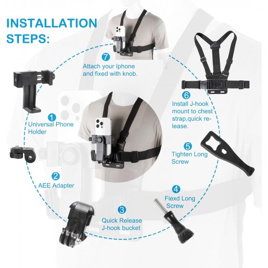 HL-26 Нагръден държач за телефон – Chest Mount Harness за POV заснемане с регулируеми презрамки