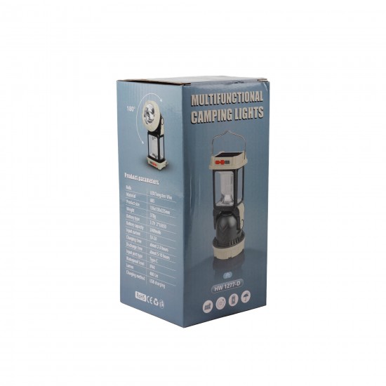 HW 1277-D LED фенер 2 в 1 със соларно зареждане и завъртане на 180° 