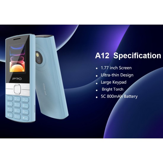 Мобилен телефон IPRO A12+БГ МЕНЮ /2G/32Mb+32MB/0.08MP/1.77 инча 600mAh/Фенер - Син
