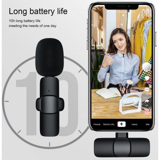 K9 Двоен (TypeC) безжичен микрофон за смартфони за YouTube Insta Videos Запис на глас|Plug and Play