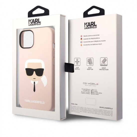 8058 Karl Lagerfeld iPhone 14 Pro Hardcase Backcover - Karl's Head - Magsafe Compatible - Pink