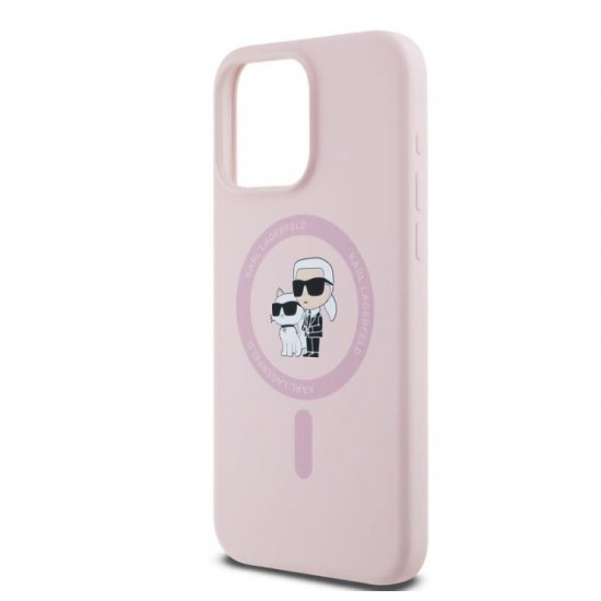 4445 Karl Lagerfeld iPHone 14 Pro Back cover case - Magsafe - KC head Ring - Pink