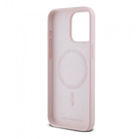 4445 Karl Lagerfeld iPHone 14 Pro Back cover case - Magsafe - KC head Ring - Pink
