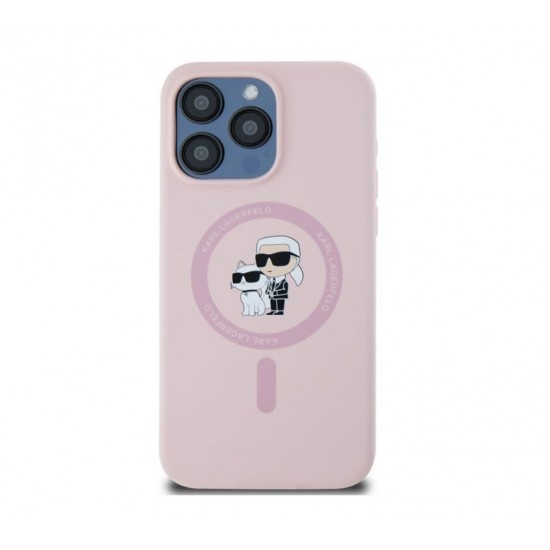 4445 Karl Lagerfeld iPHone 14 Pro Back cover case - Magsafe - KC head Ring - Pink