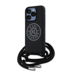 8979 KARL HC 3D RUBBER CROSSBODY CORD BLACK IP15 PRO MAX