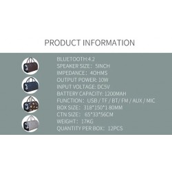 Преносима тонколона с дръжка TTD-601- Сиви квадрати 400*200*200 блутут