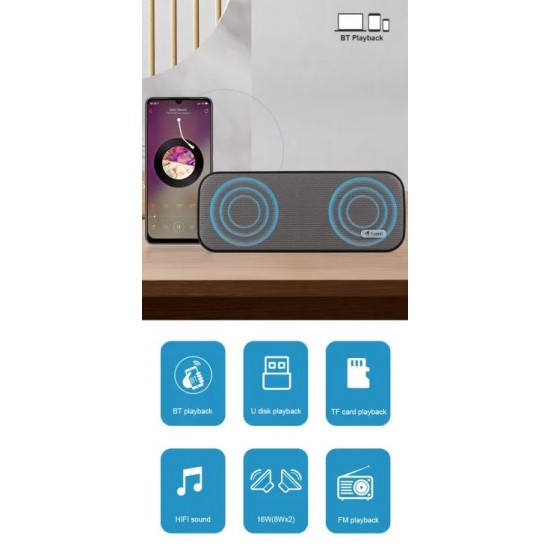 Преносим безжичен високоговорител KISONLI KS-2002 | Поддържа BT/USB/TF карта/U дискова карта/Hands-free разговори/FM | 6 часа работа