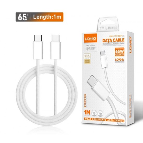 LDNIO Кабел LC902c 65W плетен iPh15series Type-C към Type-C 2M