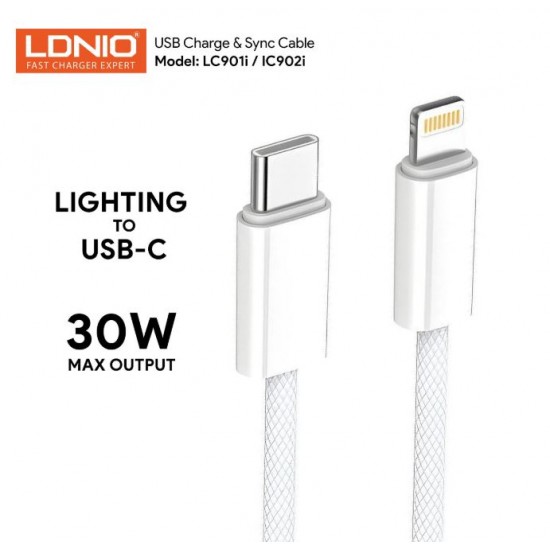 LDNIO Кабел LC901i 65W плетен iPh15series Type-C към Lightning 1M