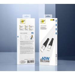 L✮Star LS-23 PD60W Плетен Кабел Fast Type-C към Lightning - Бял