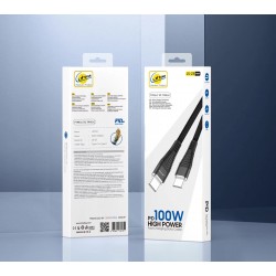 L✮Star LS-23 PD100W Плетен Кабел Fast Type-C към Type-C - Черен