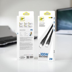 L✮Star LS-232 100W Плетен Кабел Fast Type-C към Type-C 2M - Черен