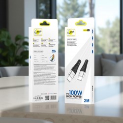 L✮Star LS-232 100W Плетен Кабел Fast Type-C към Type-C 2M - Бял