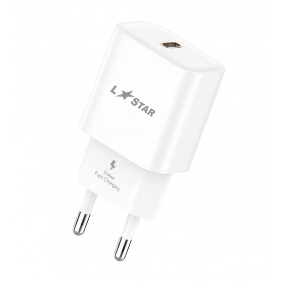L✮Star LS46 Адаптер PD25W изх.USB-C - Бял