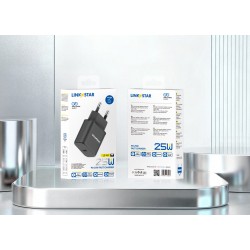LINKSTAR LS-48 25W USB-C PD бързо зарядно устройство Адаптер - Черен