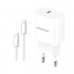LINKSTAR LS-48 25W USB-C PD бързо зарядно Type-C към Type-C - Бял