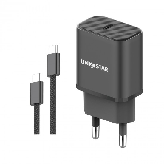 LINKSTAR LS-48 25W USB-C PD бързо зарядно Type-C към Type-C - Черен