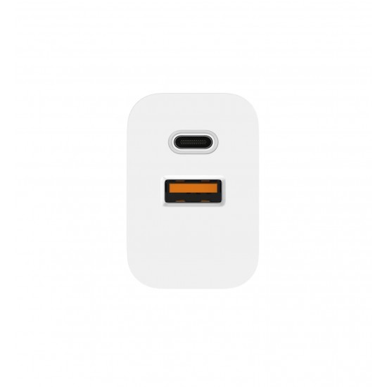 L✮Star 45W 2в1 LS56 2изх. PD(25W)+QC3.0(20W)+кабел USB-C към USB-C - Бял