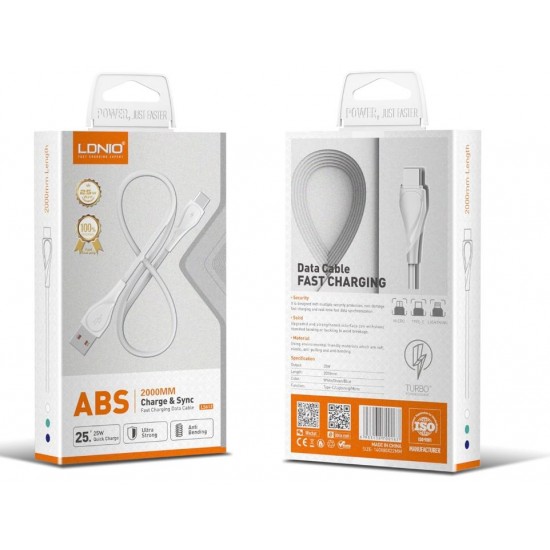 LDNIO Кабел LS612 25W USB към Type-C 2M