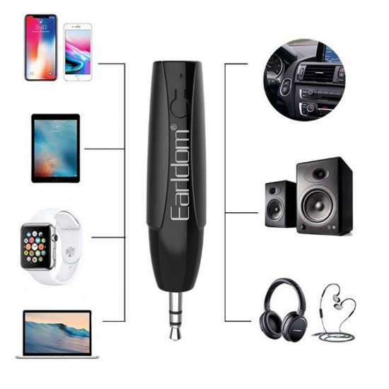 EARLDOM Bluetooth Аудио Адаптер AUX ET - M68, 3.5mm, Черен