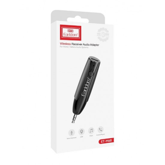 EARLDOM Bluetooth Аудио Адаптер AUX ET - M68, 3.5mm, Черен