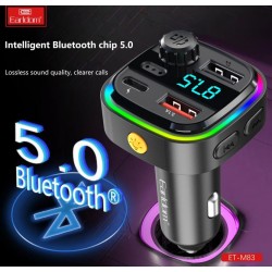 EARLDOM M83 FM Трансмитер с бързо зареждане за кола 1USB-C2USB 3.1A с амбиентно осветление