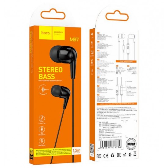 HOCO Слушалки “M97 Enjoy” с микрофон M97 3.5mm (Черен) 
