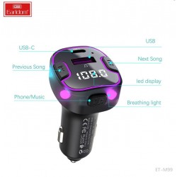 EARLDOM M99 FM Трансмитер с бързо зареждане за кола 1USB-C1USB 3.1A с амбиентно осветление